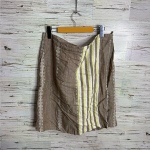 J. Jill linen striped Brown and Yellow Women's Skirt size medium